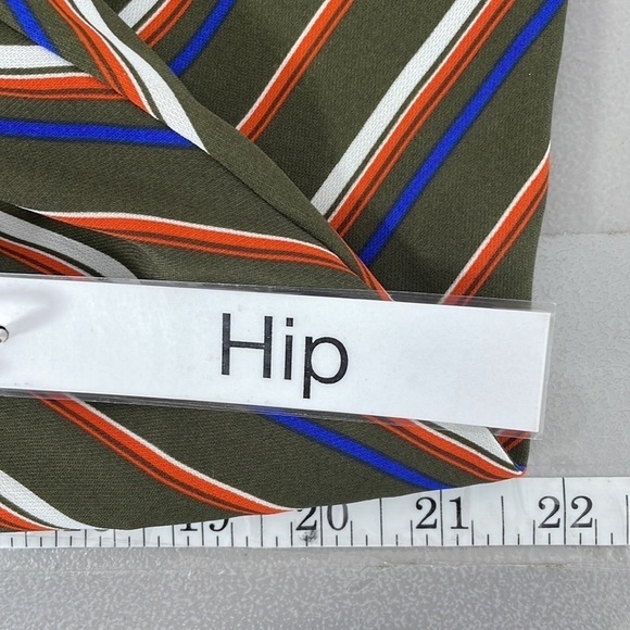 LUNIK Dress Wrap Olive Green Orange Blue Stripes Size Large - Picture 15 of 15